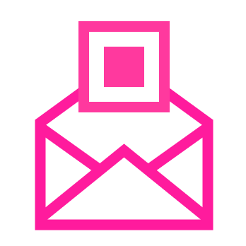 Mail icon with QR code emerging, representing email confirmation and eSIM QR code delivery.