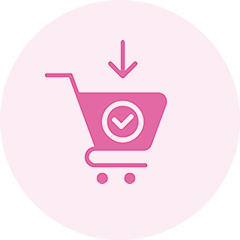 Shopping cart icon with checkmark indicating Japan eSIM order placed before arrival in Japan.