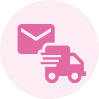 Delivery truck icon with envelope depicting fast Sakura Mobile SIM and eSIM delivery service.