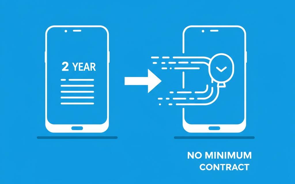 Image showing the progression of phones going from 2 year contracts to no minimal length