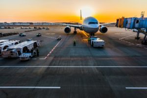 Sunrise airplane landing