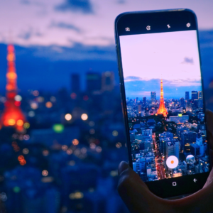 phone and tokyo tower